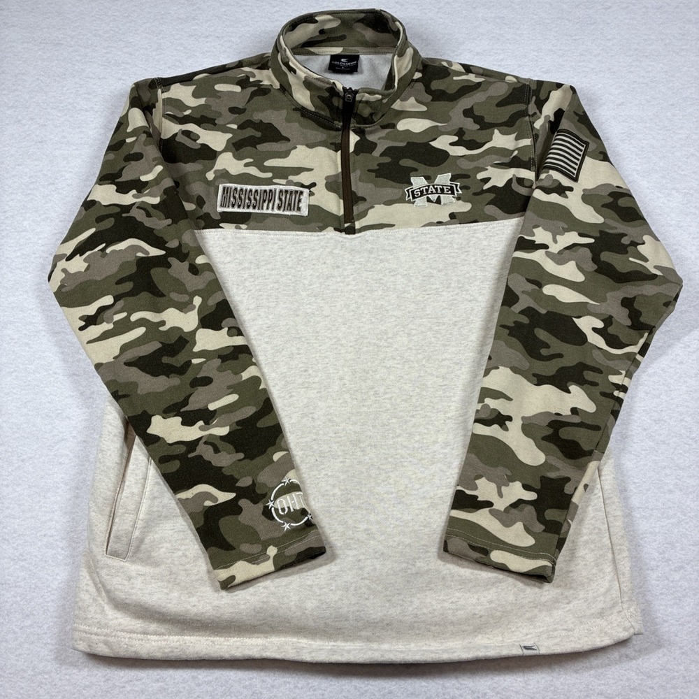 Colosseum Mississippi State Camo 1/4 Zip Jacket‎ Pullover Sweatshirt Mens Large